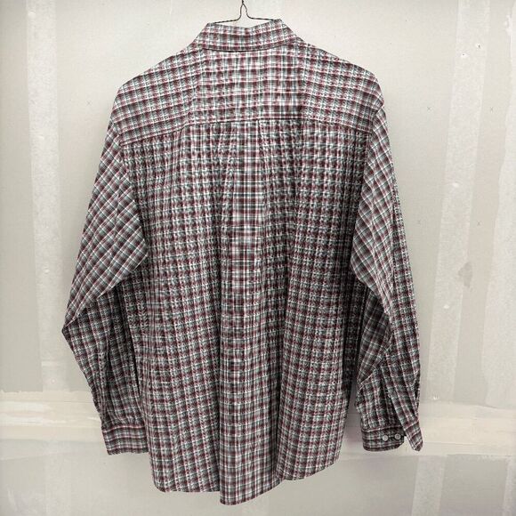 Cinch Performance Shirt Men's Large Red Green Plaid Western Monogram - Picture 4 of 6